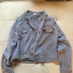 Light grey jean jacket.